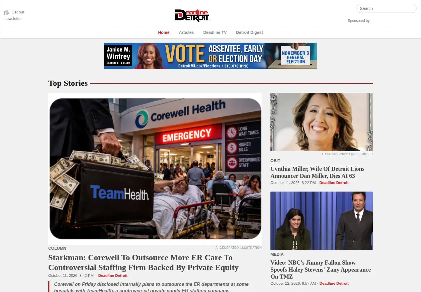 Screenshot of deadlinedetroit.com