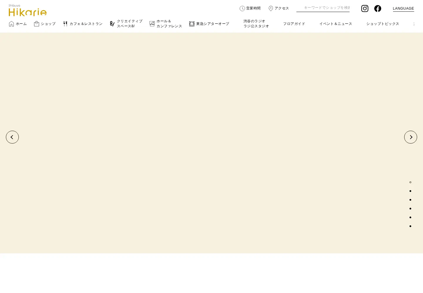 Captured homepage of hikarie.jp in the current scan