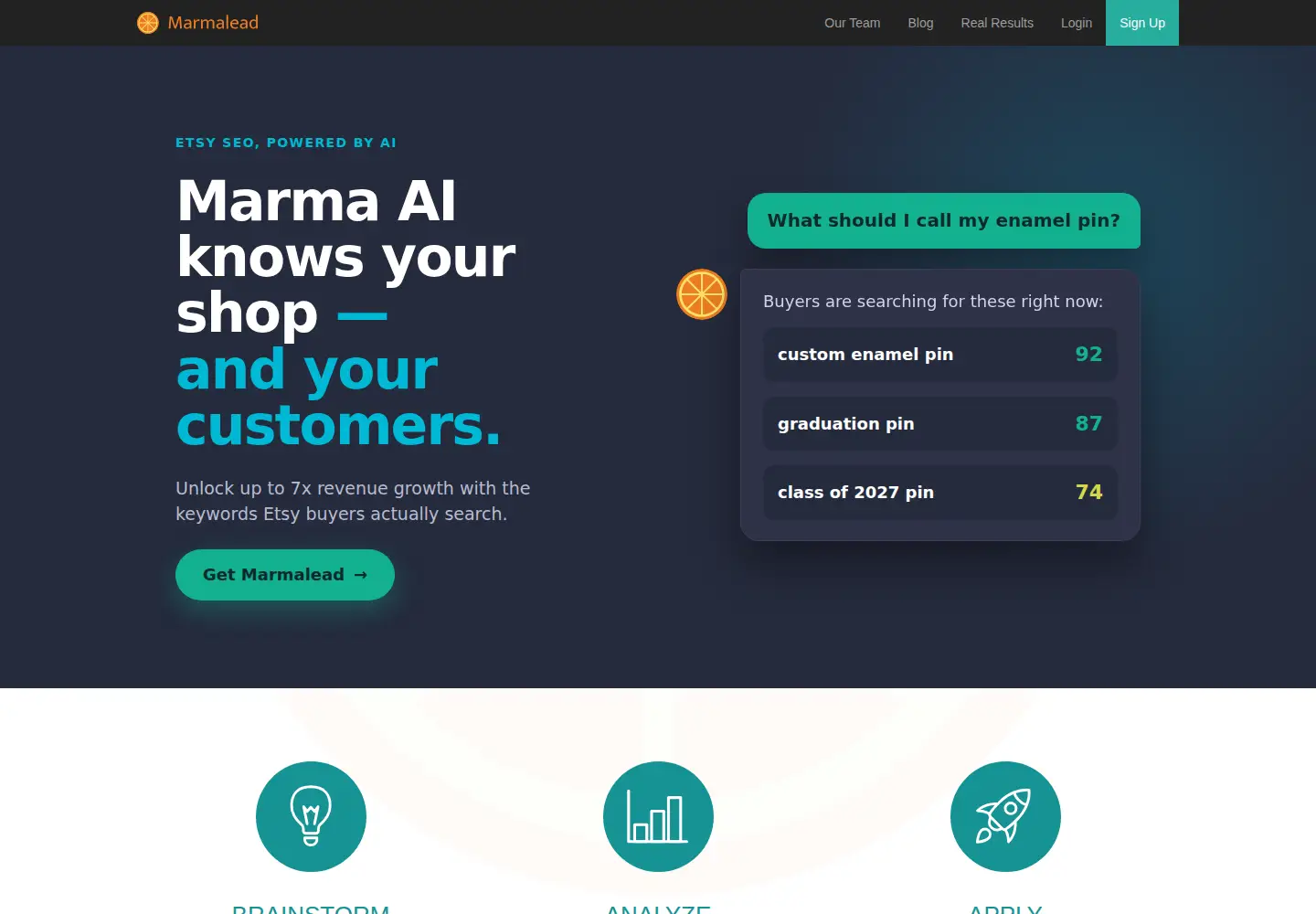 Screenshot of marmalead.com