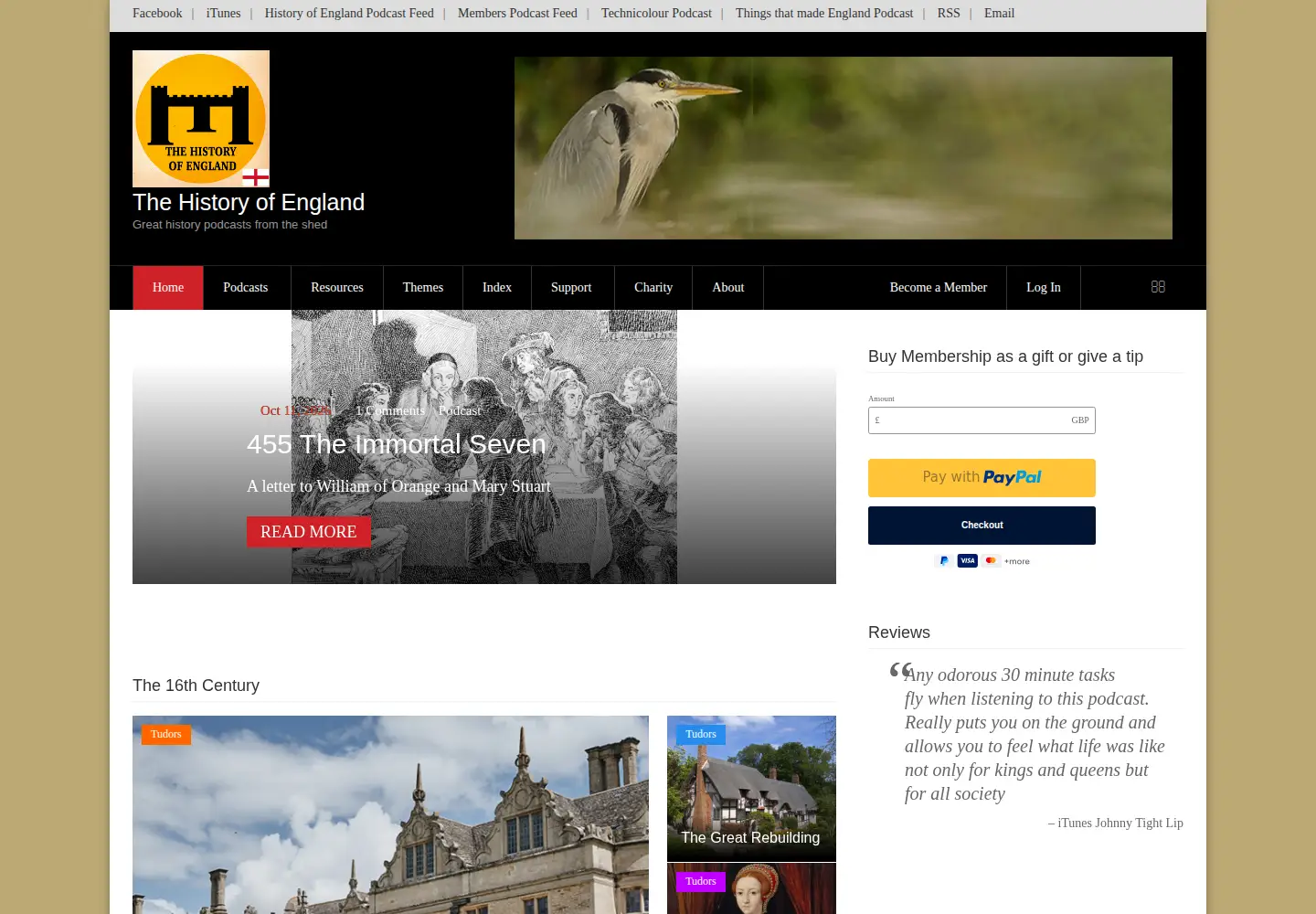 Captured homepage of thehistoryofengland.co.uk in the current scan