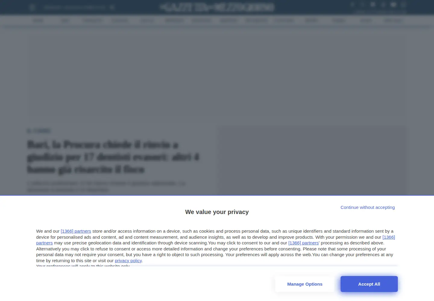 Captured homepage of lagazzettadelmezzogiorno.it in the current scan