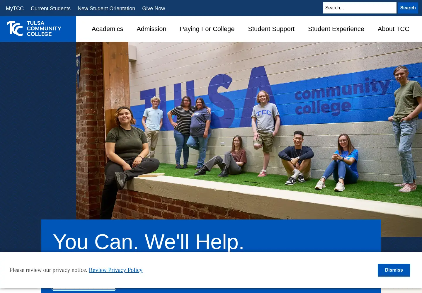 Screenshot of tulsacc.edu