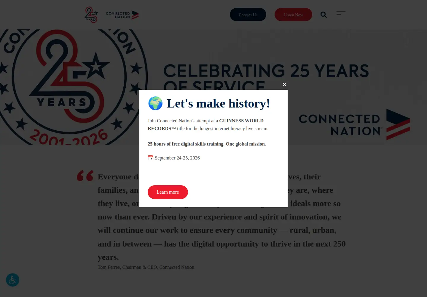 Screenshot of connectednation.org