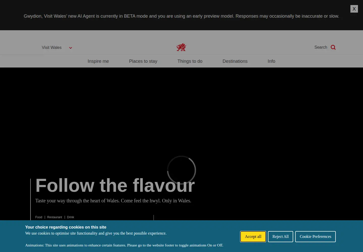 Screenshot of visitwales.com