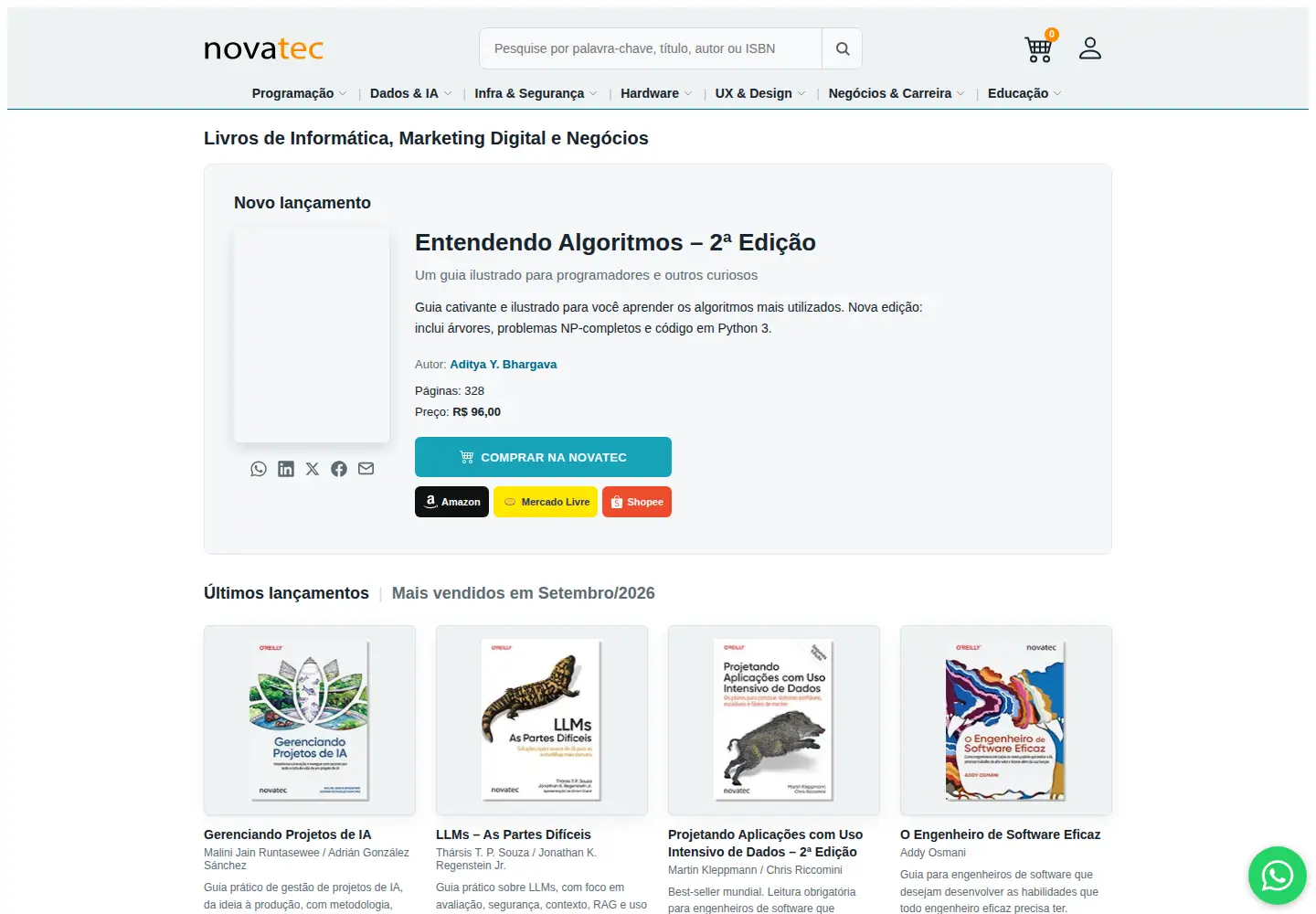 Screenshot of novatec.com.br