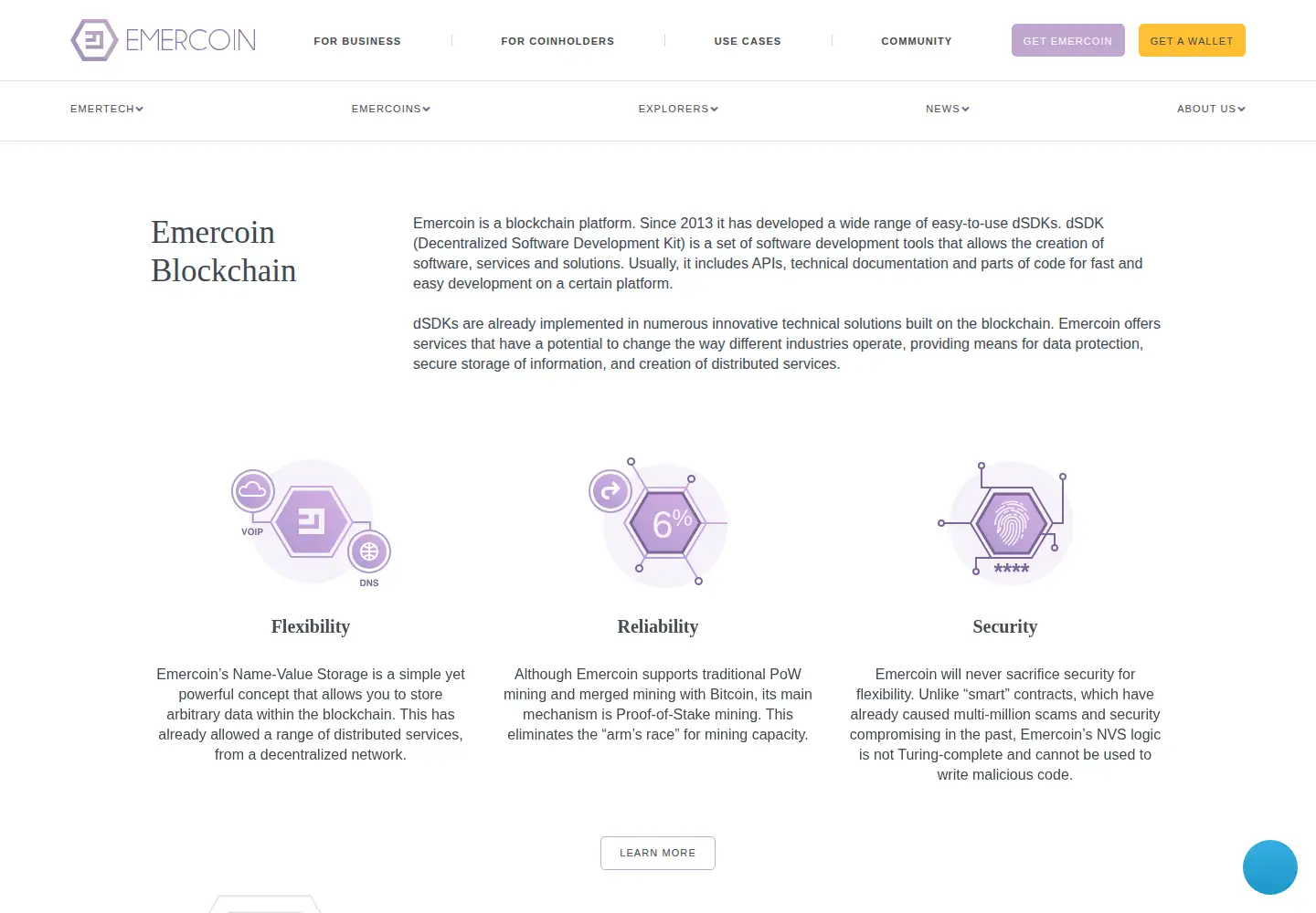 Screenshot of emercoin.com