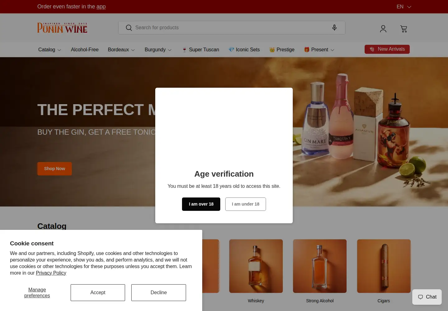 Captured homepage of puninwine.com in the current scan