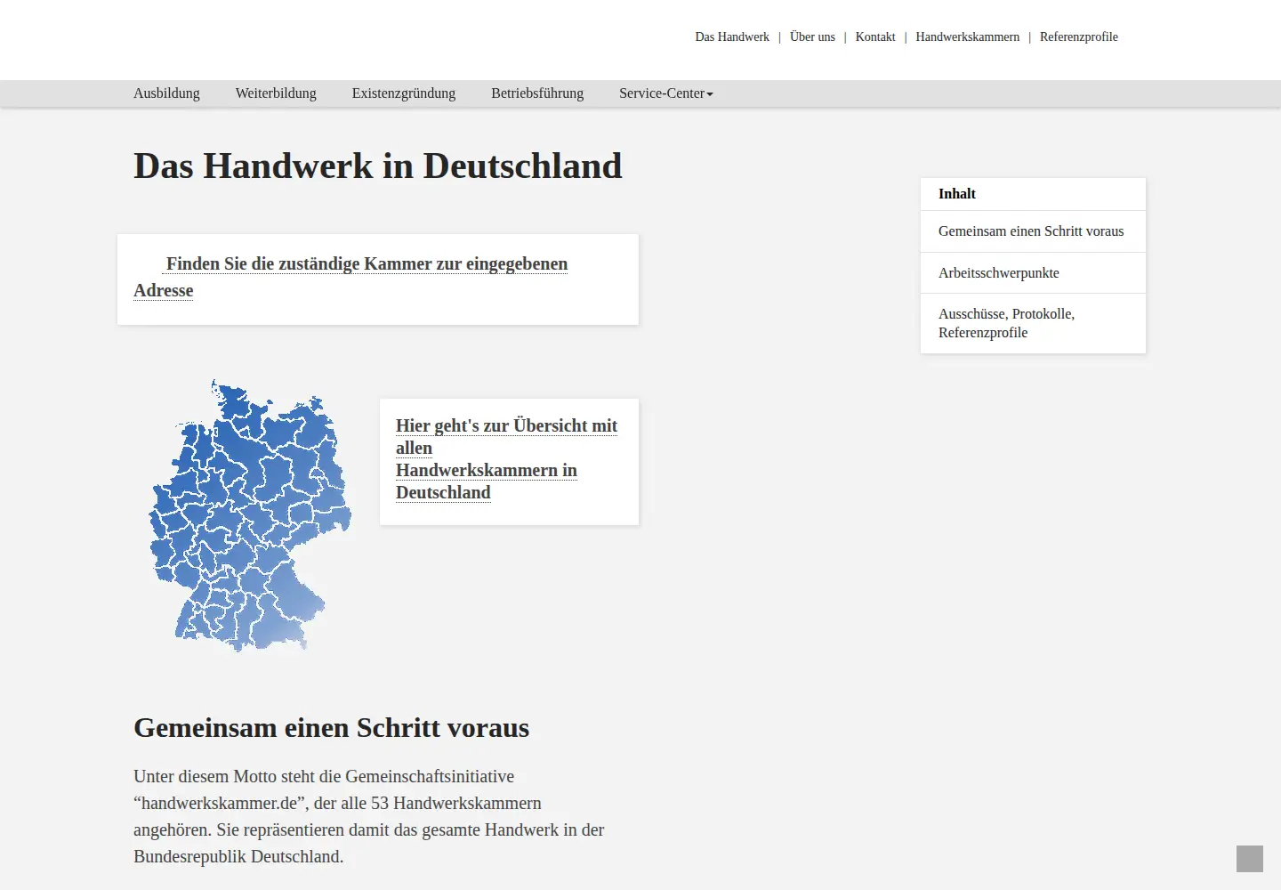 Screenshot of handwerkskammer.de