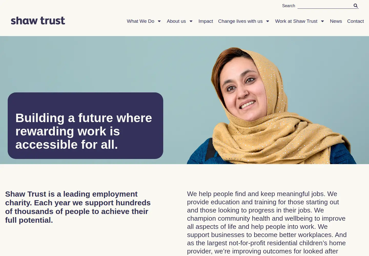 Screenshot of shaw-trust.org.uk