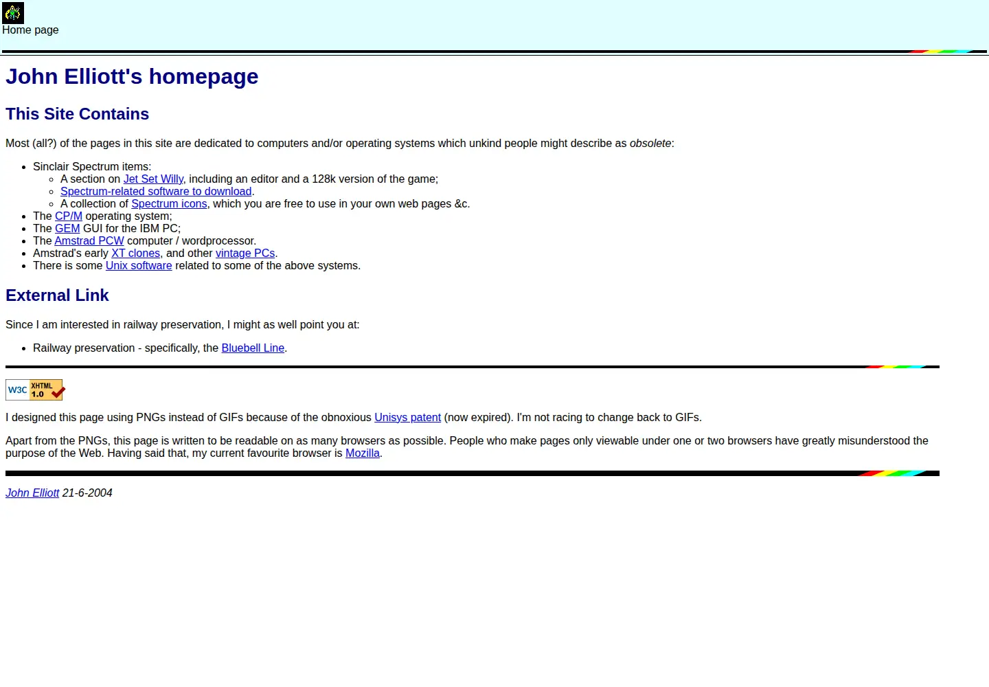 Captured homepage of seasip.info in the current scan