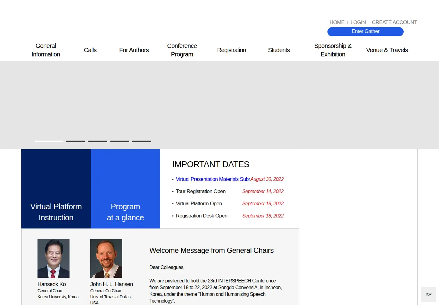Screenshot of interspeech2022.org