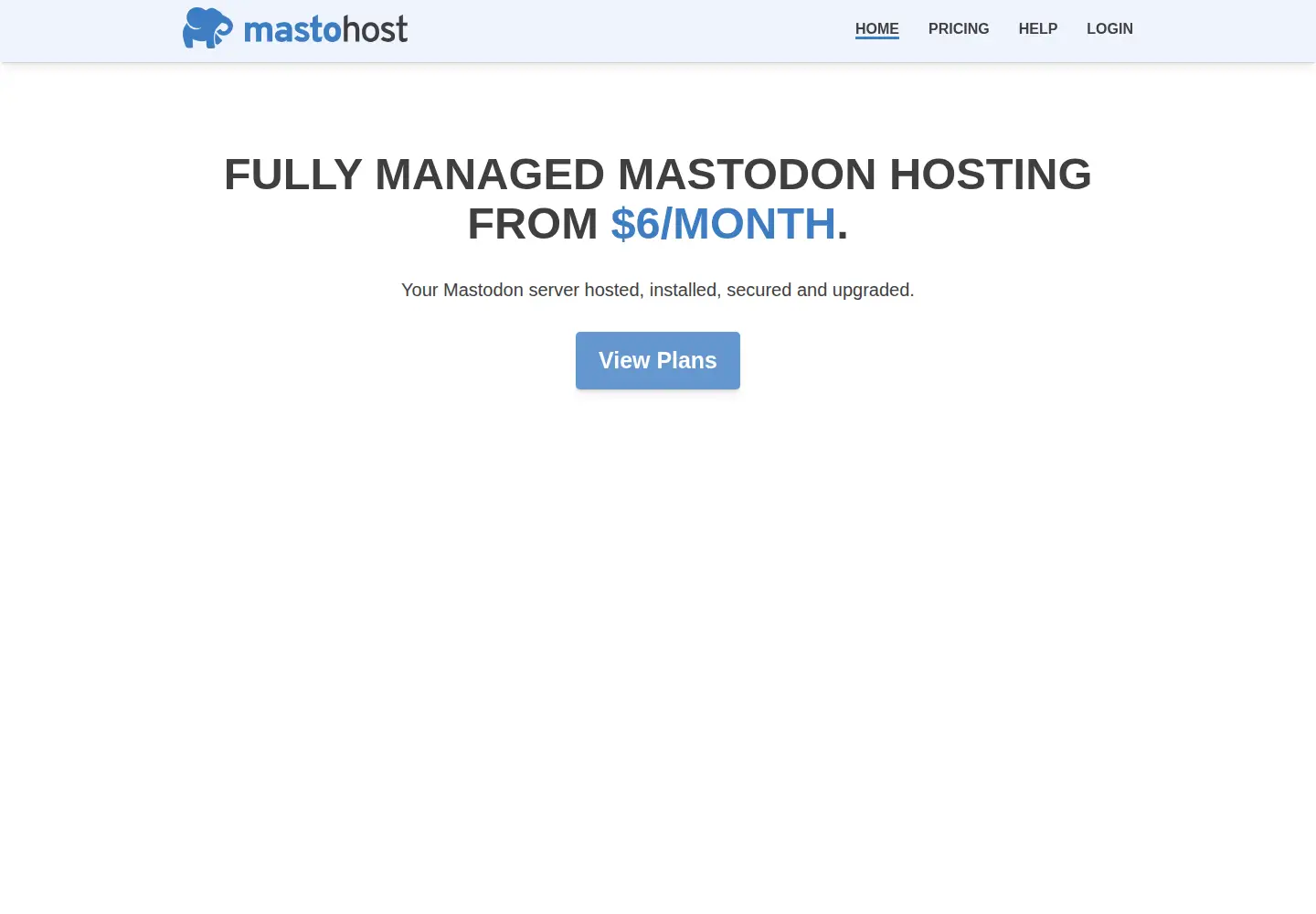 Captured homepage of masto.host in the current scan