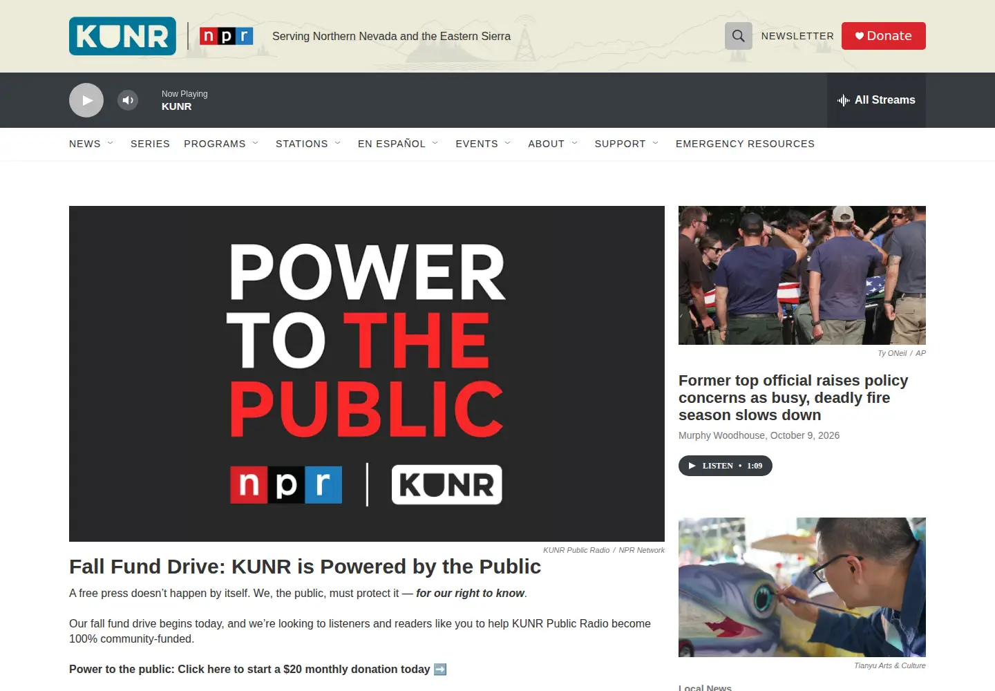Screenshot of kunr.org