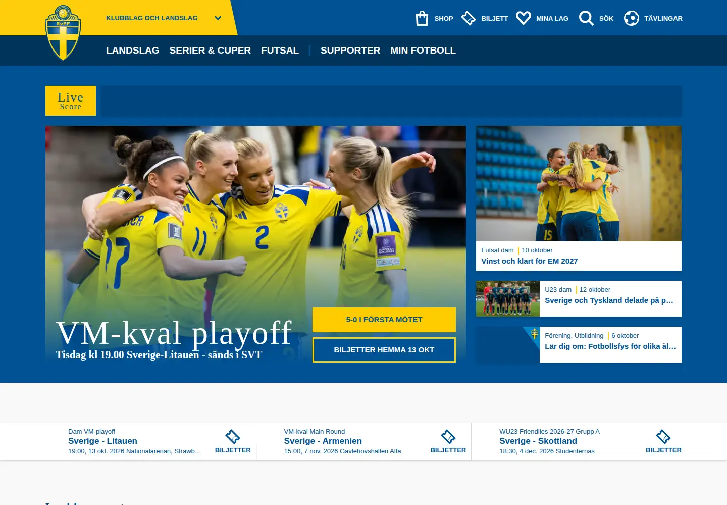 Captured homepage of svenskfotboll.se in the current scan