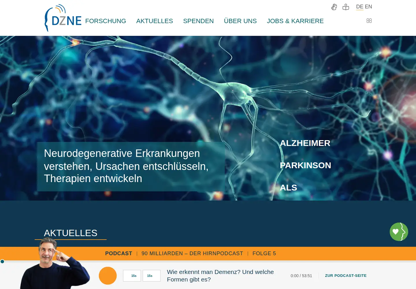 Screenshot of dzne.de