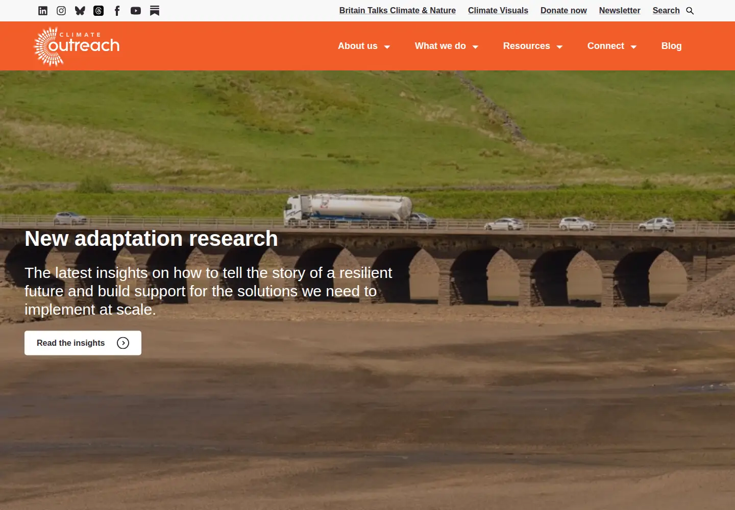 Captured homepage of climateoutreach.org in the current scan
