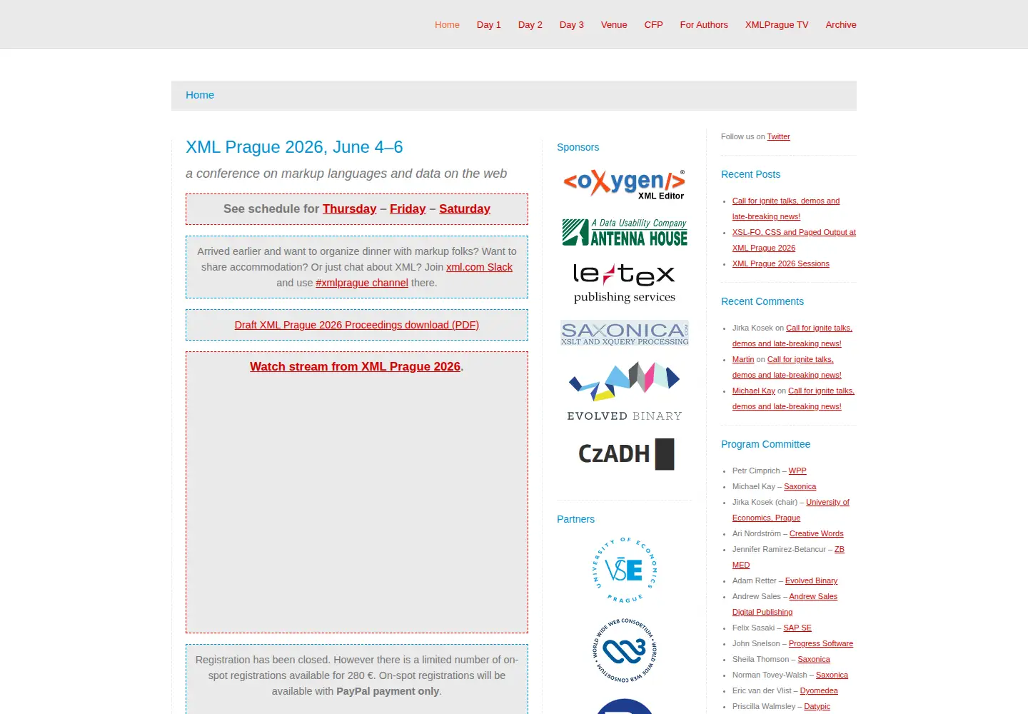 Screenshot of xmlprague.cz