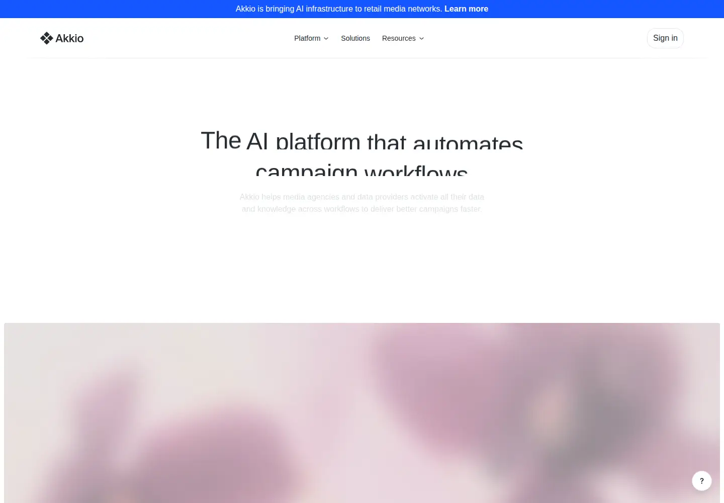 Captured homepage of akkio.com in the current scan