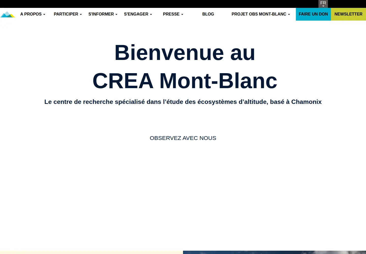 Captured homepage of creamontblanc.org in the current scan