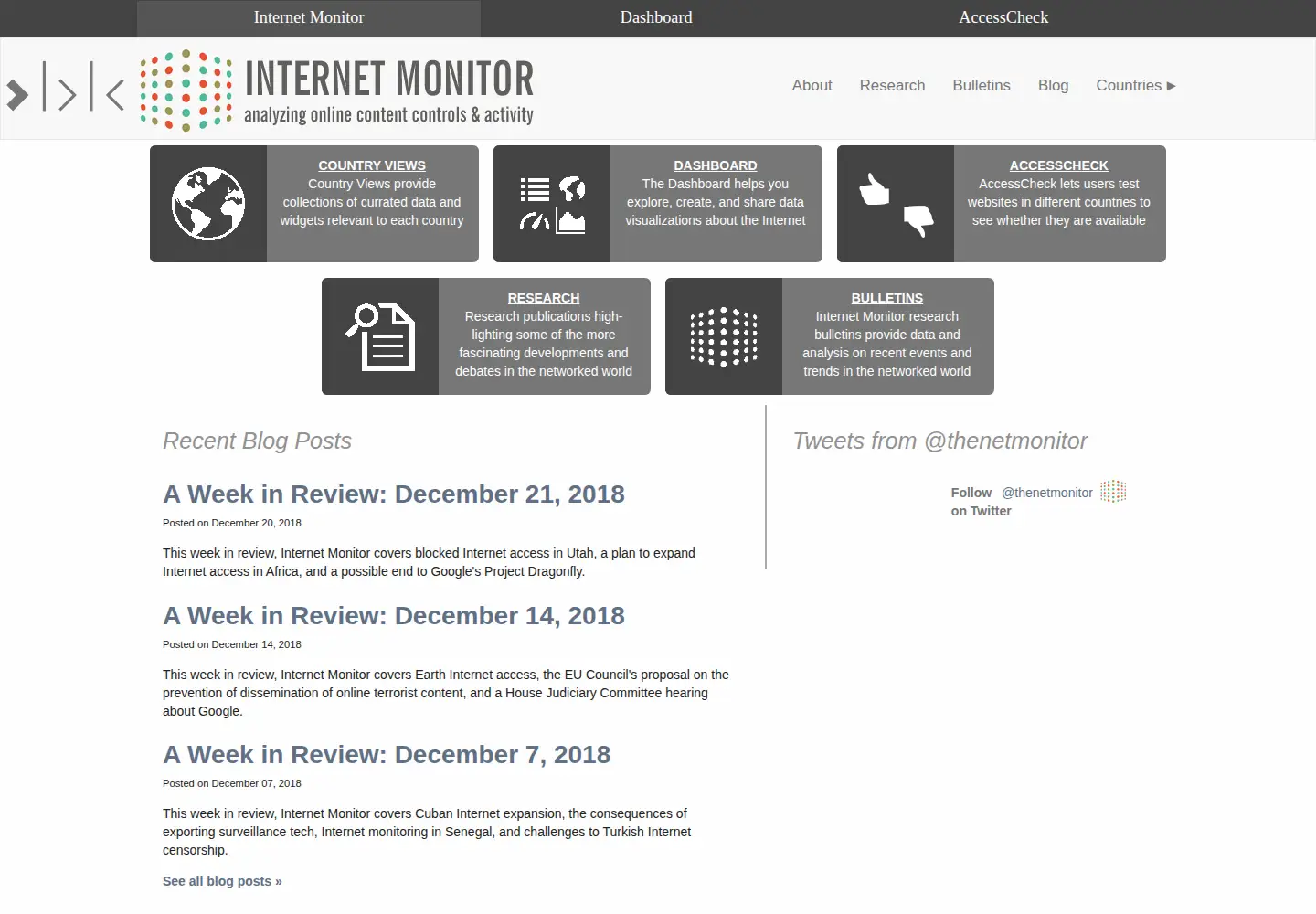 Screenshot of thenetmonitor.org