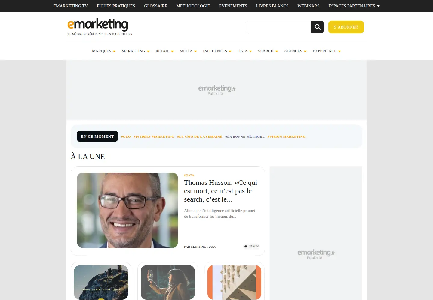 Captured homepage of e-marketing.fr in the current scan