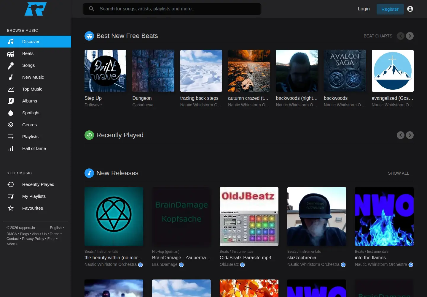 Screenshot of rappers.in