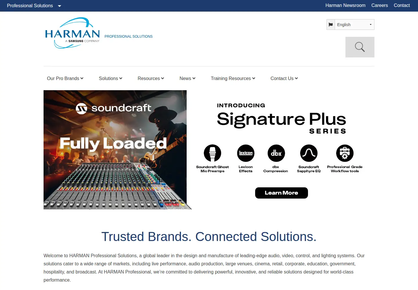 Screenshot of harmanpro.com