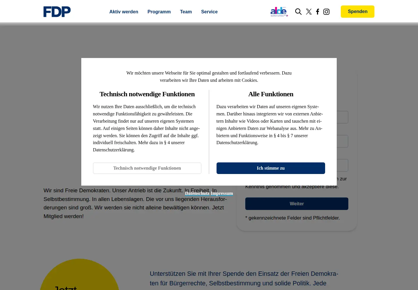 Screenshot of fdp.de