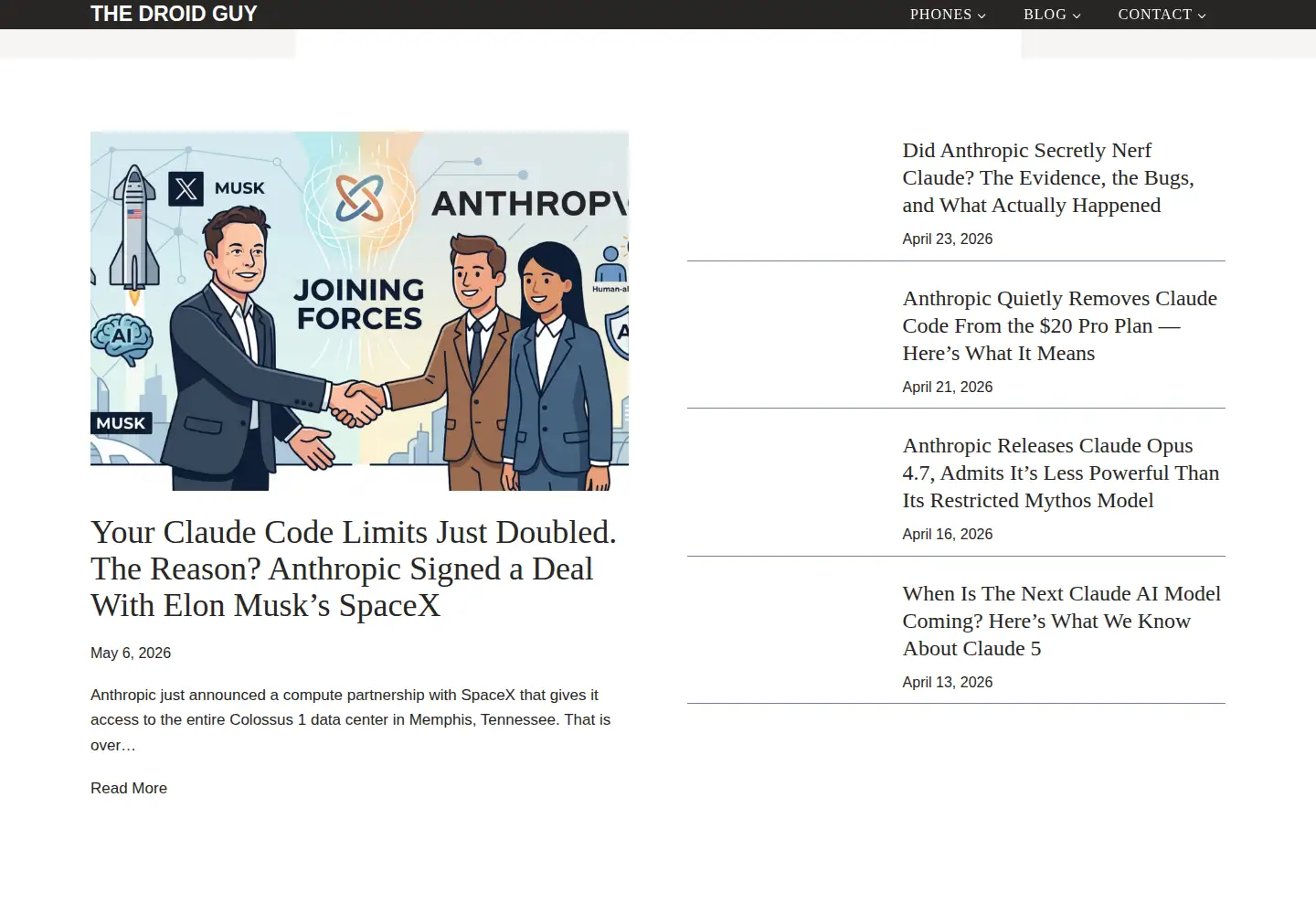 Screenshot of thedroidguy.com