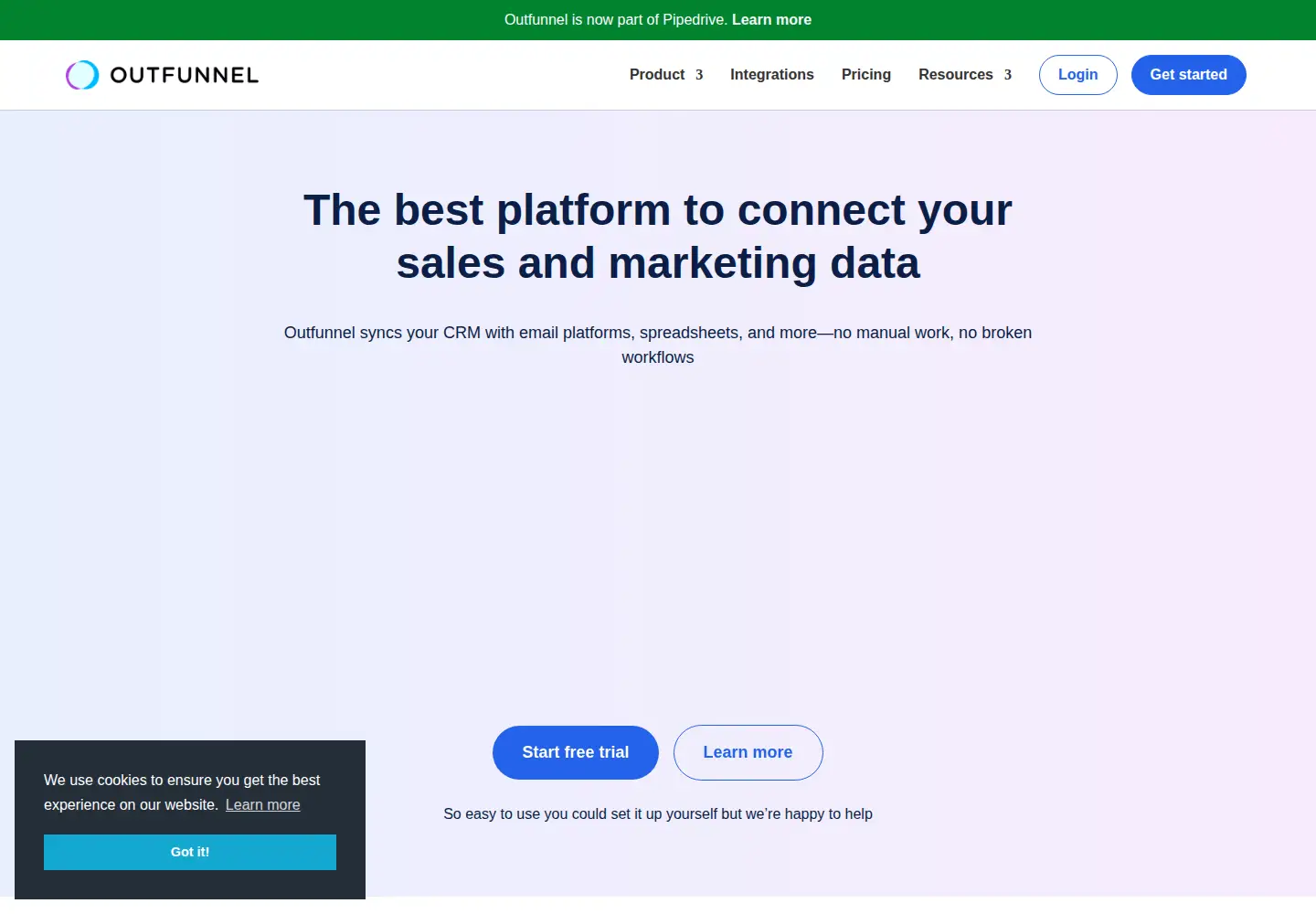 Captured homepage of outfunnel.com in the current scan