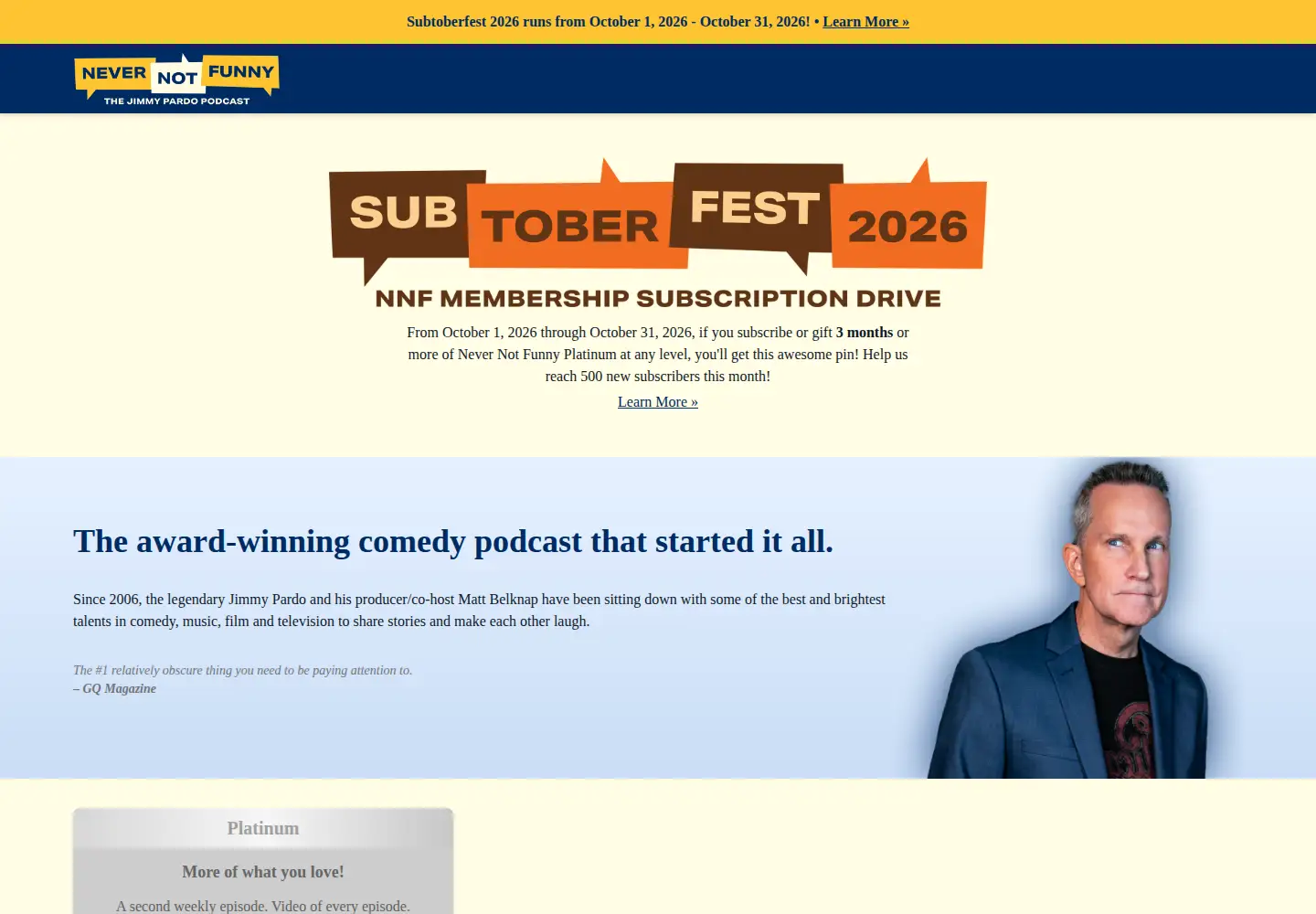 Screenshot of nevernotfunny.com