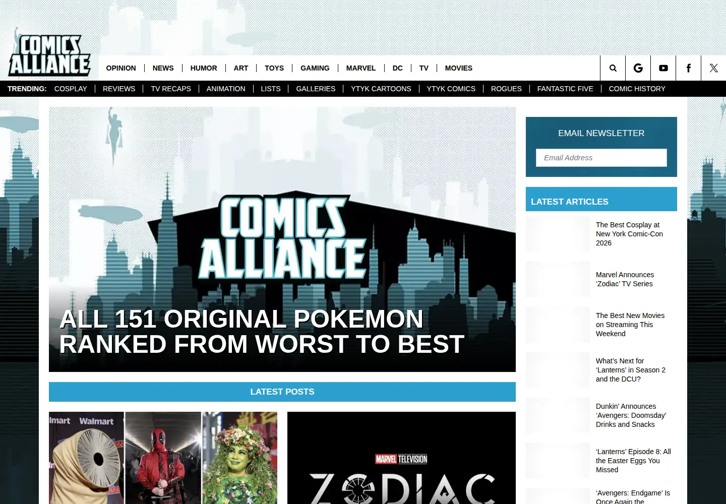 Screenshot of comicsalliance.com