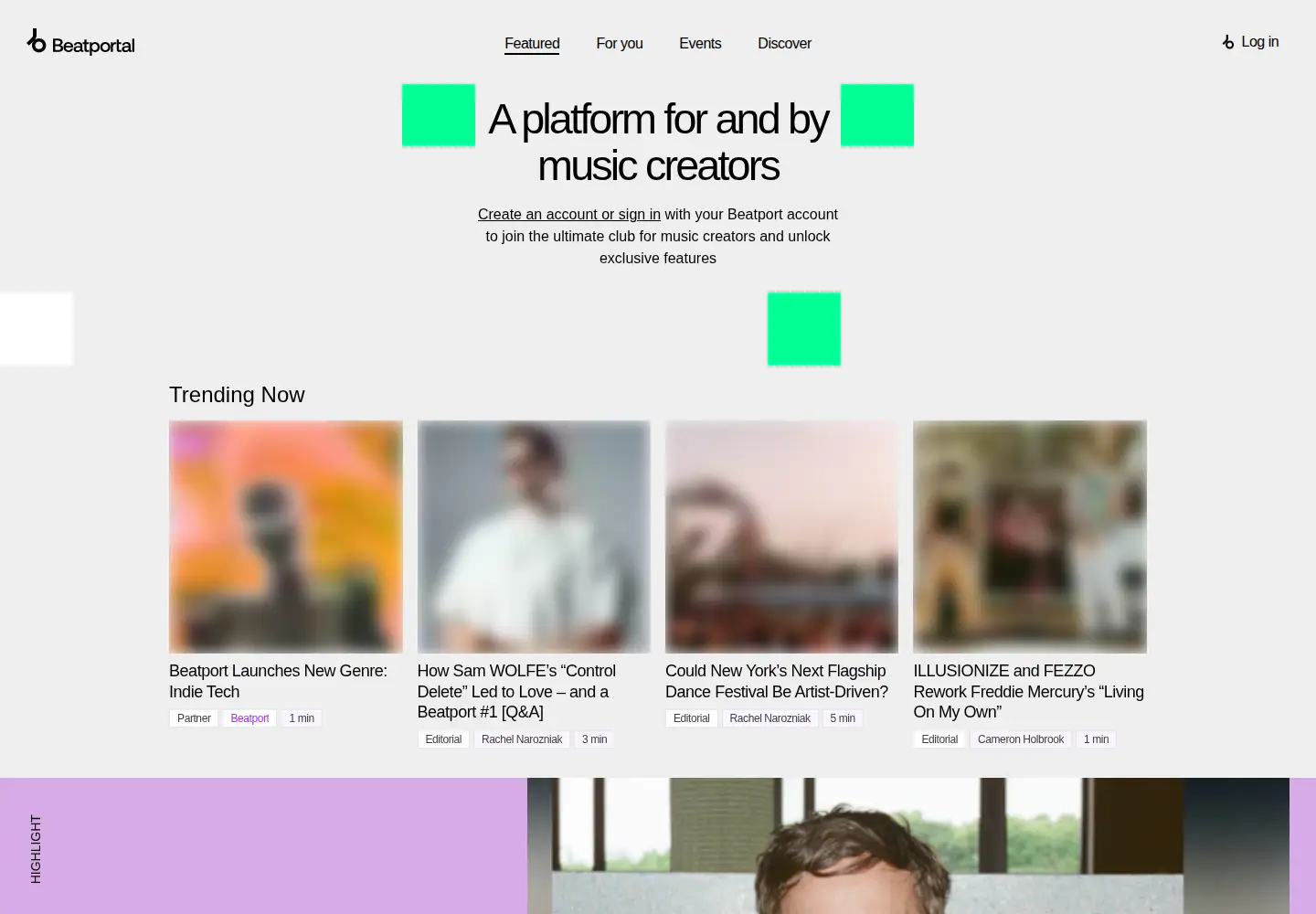 Captured homepage of beatportal.com in the current scan
