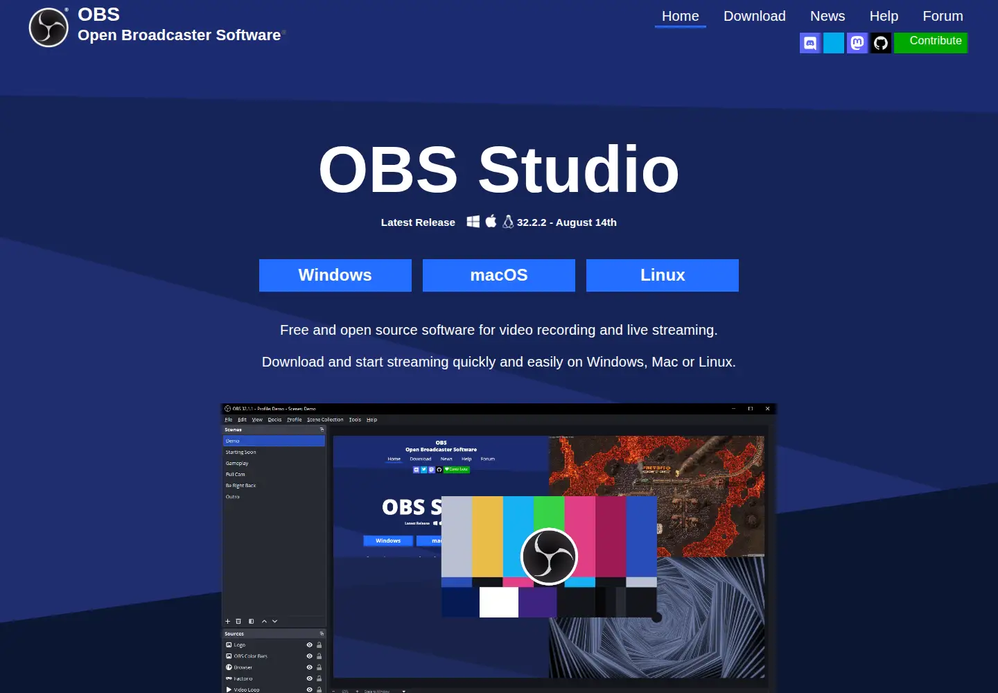 Screenshot of obsproject.com