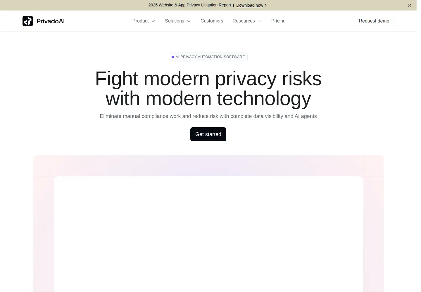 Captured homepage of privado.ai in the current scan