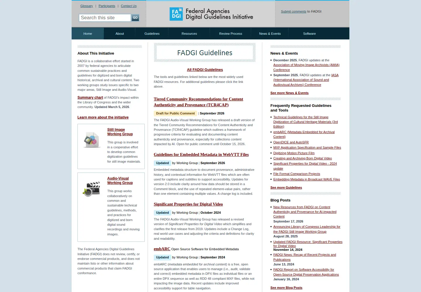 Screenshot of digitizationguidelines.gov