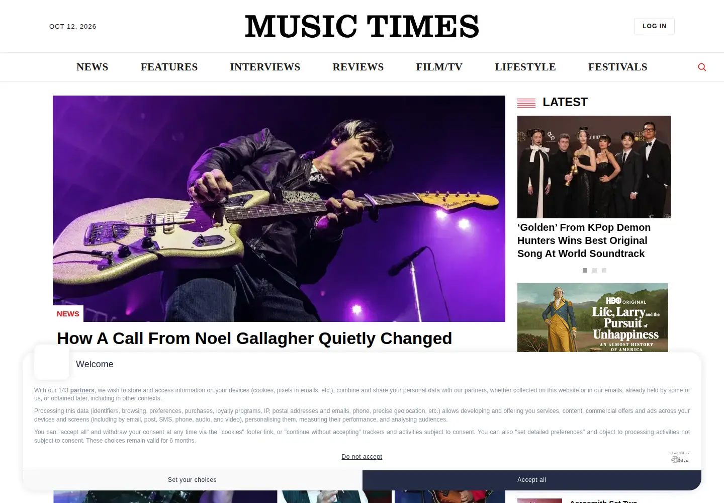 Screenshot of musictimes.com