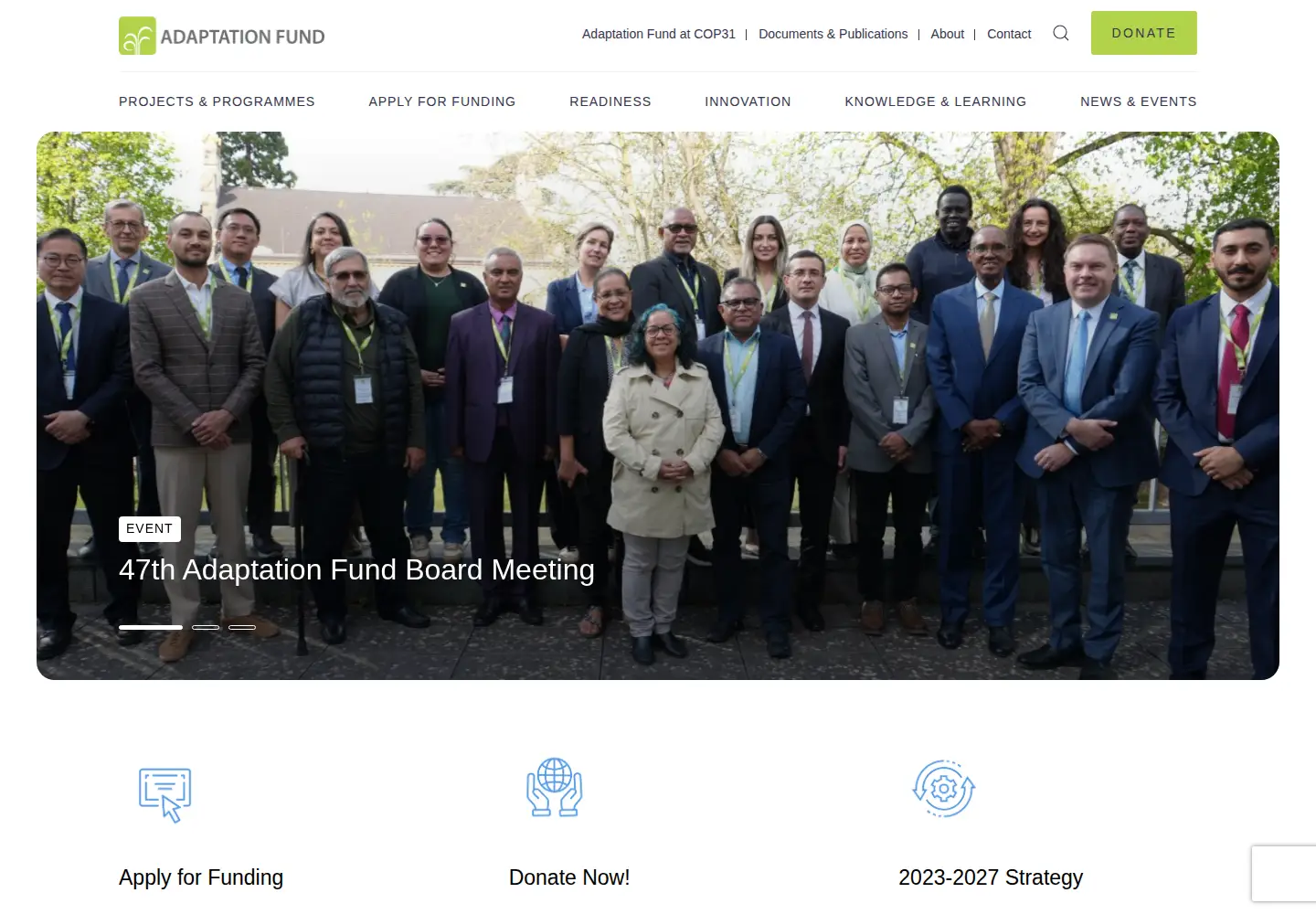 Screenshot of adaptation-fund.org