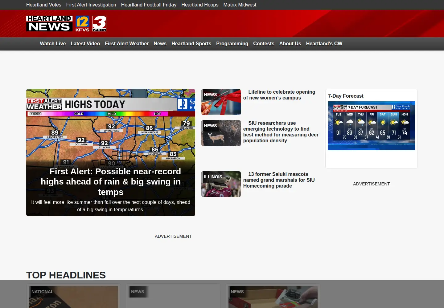 Captured homepage of kfvs12.com in the current scan