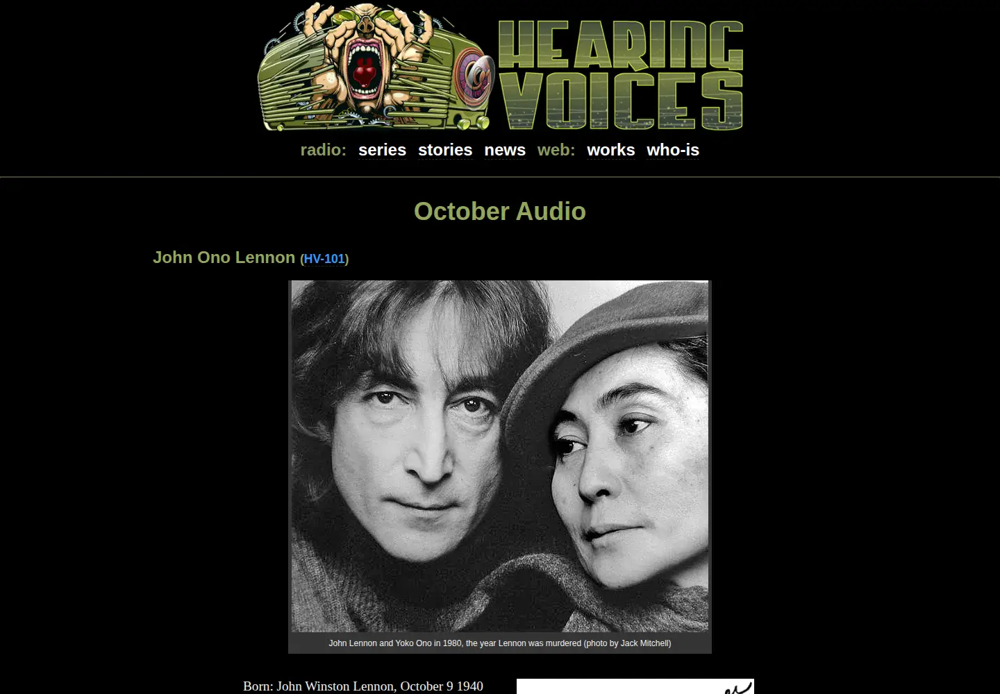 Screenshot of hearingvoices.com