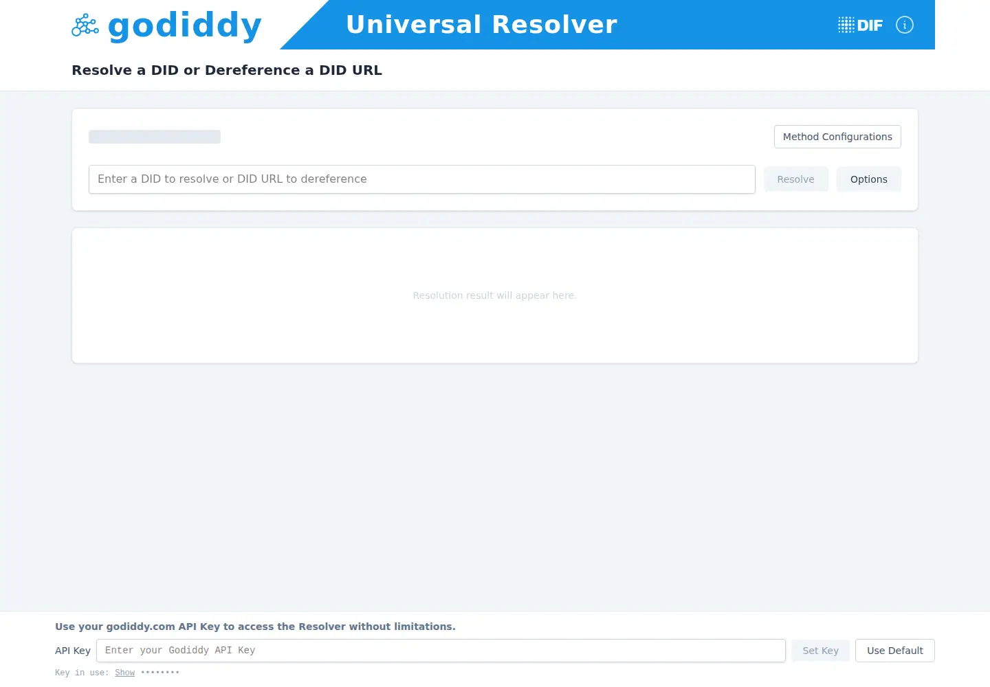 Captured homepage of uniresolver.io in the current scan