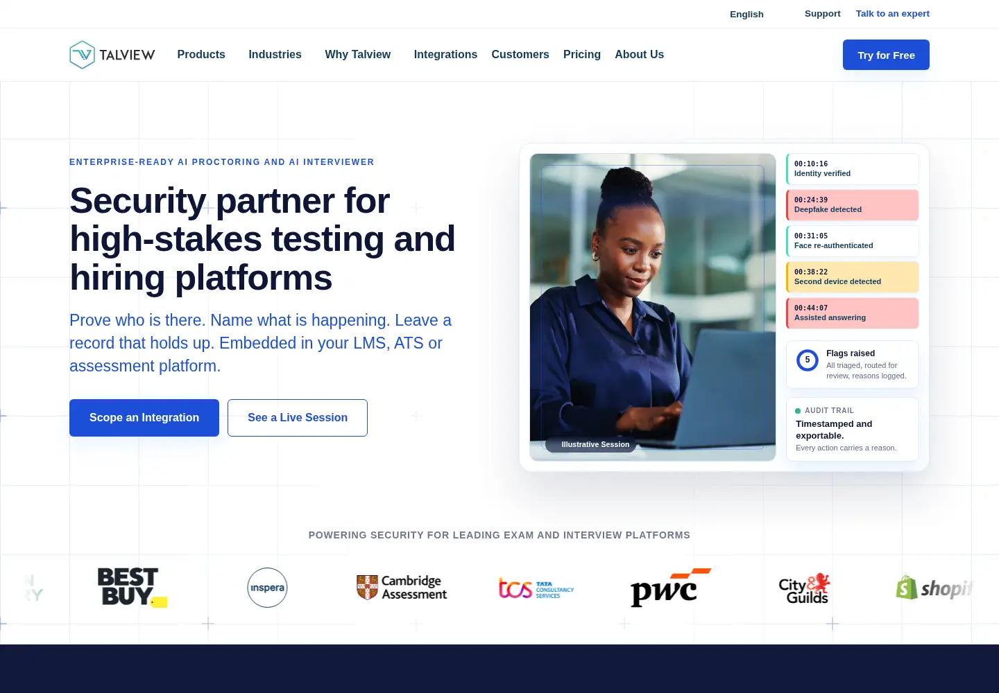 Screenshot of talview.com