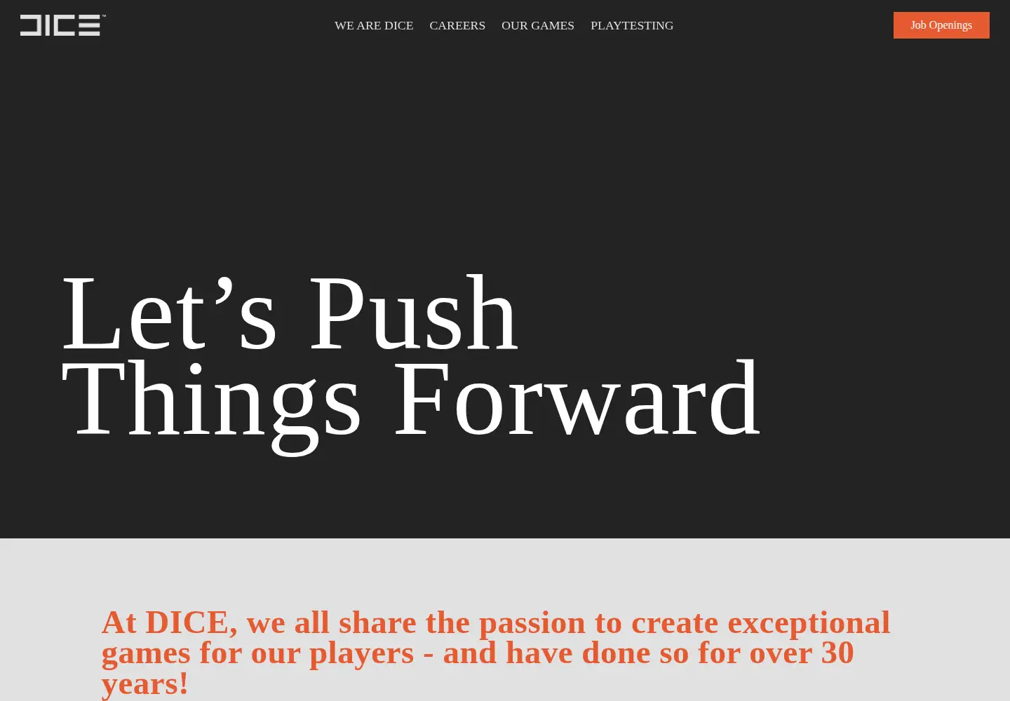 Captured homepage of dice.se in the current scan