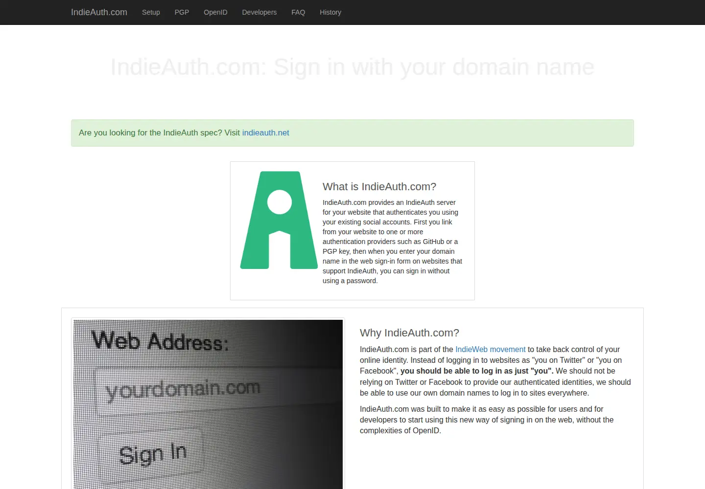 Screenshot of indieauth.com