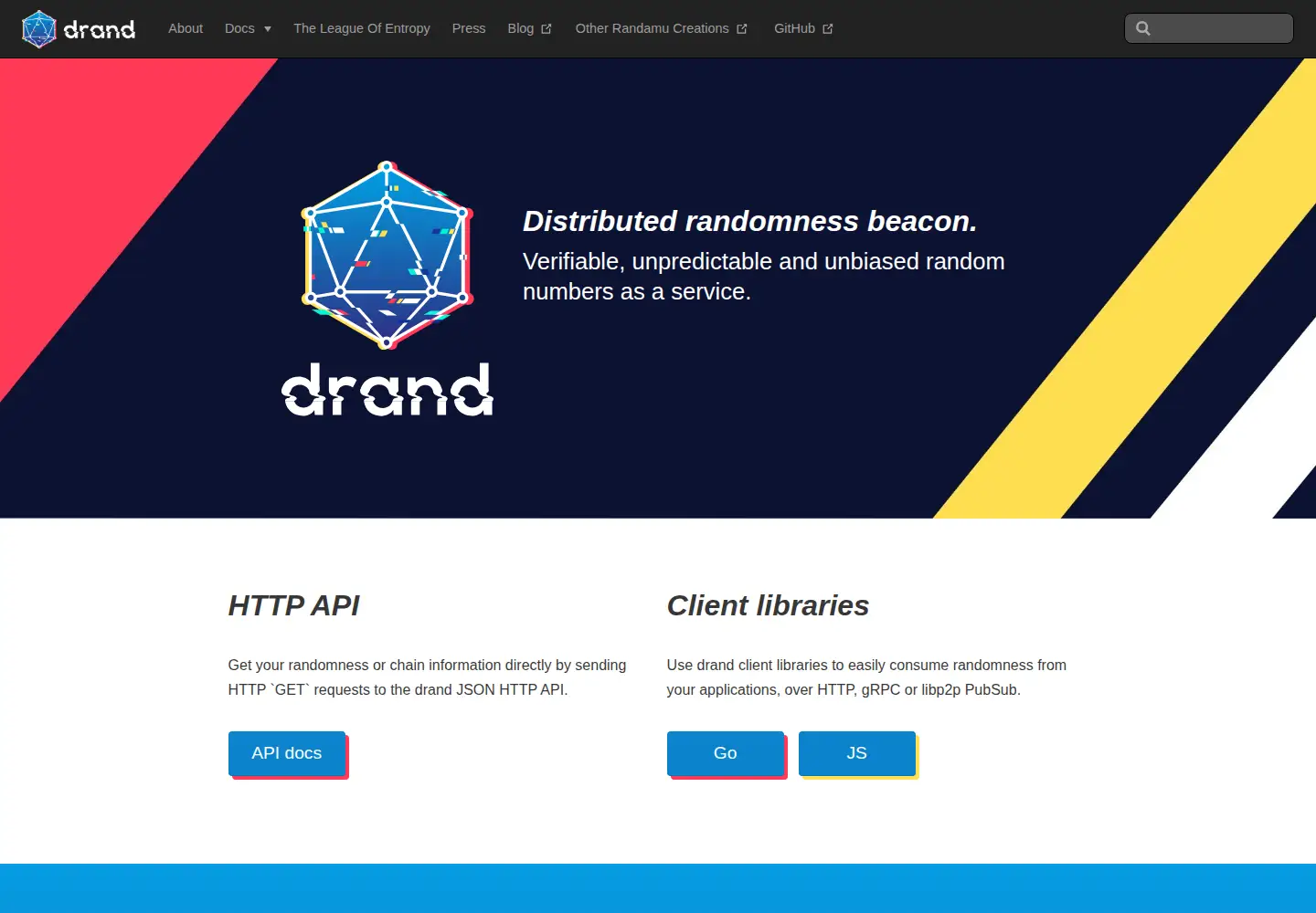 Captured homepage of drand.love in the current scan