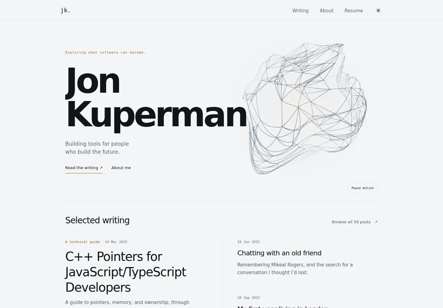 Captured homepage of jonkuperman.com in the current scan
