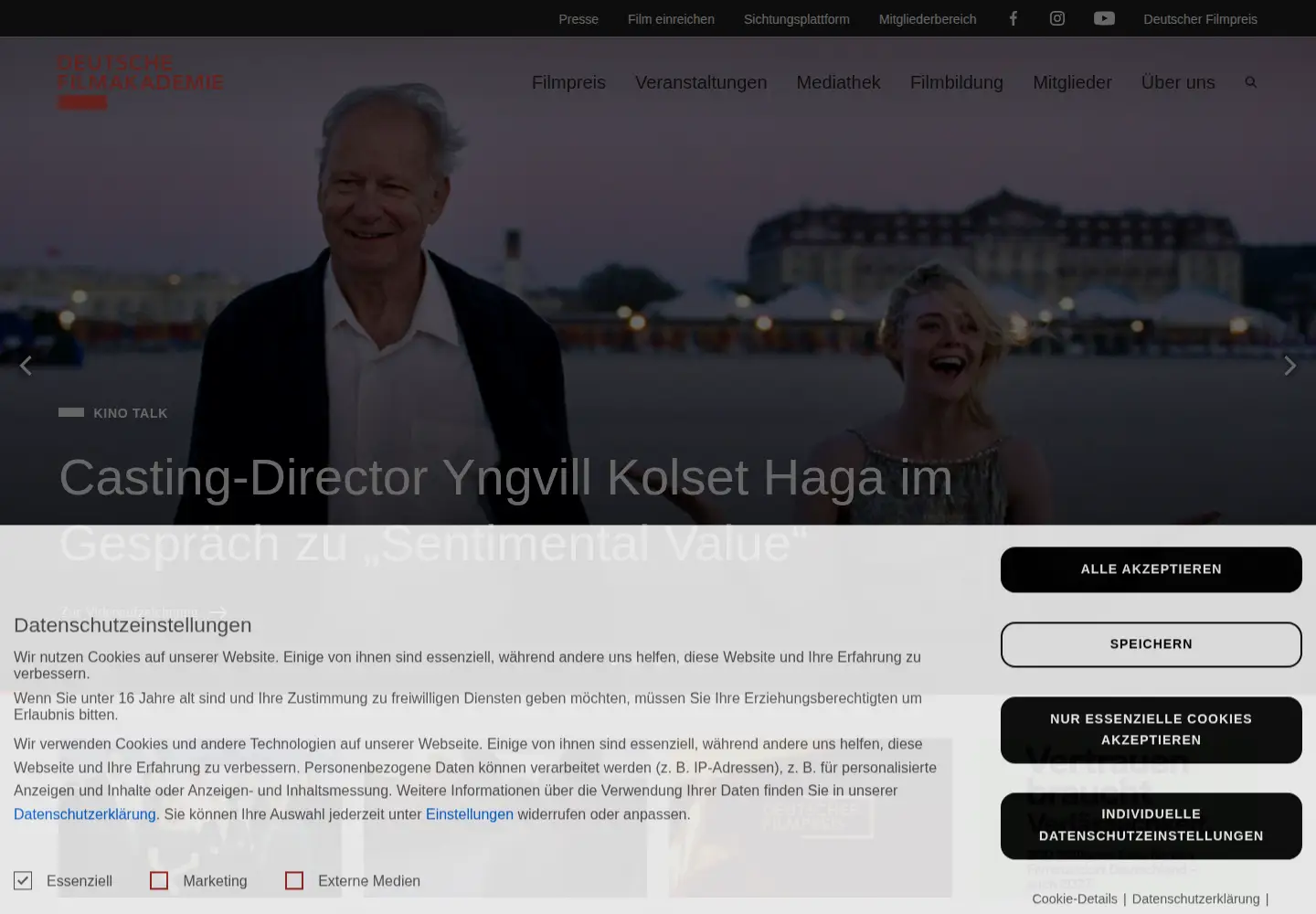 Screenshot of deutsche-filmakademie.de