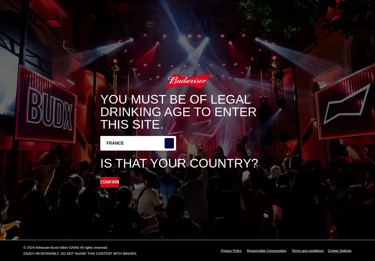 Captured homepage of budweiser.com in the current scan