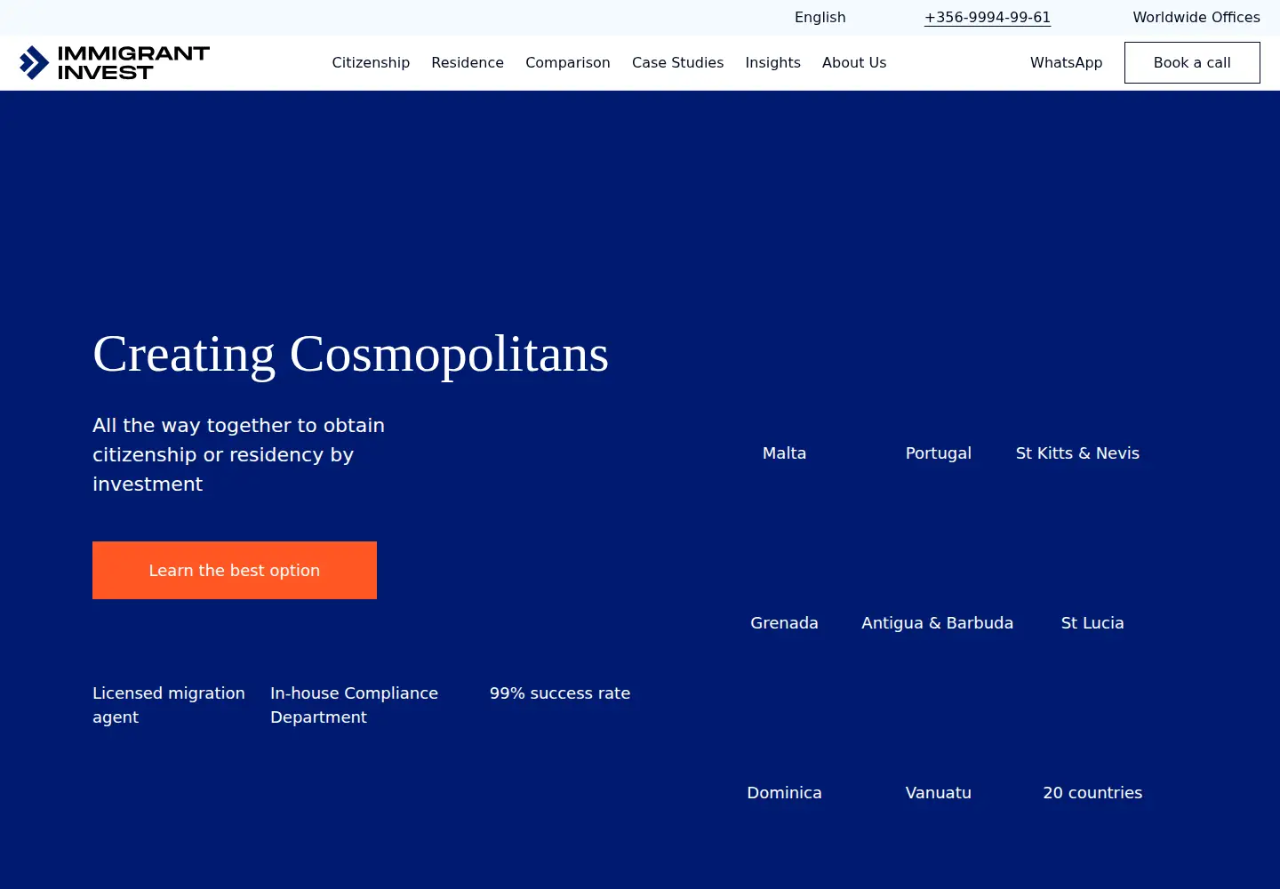 Screenshot of immigrantinvest.com