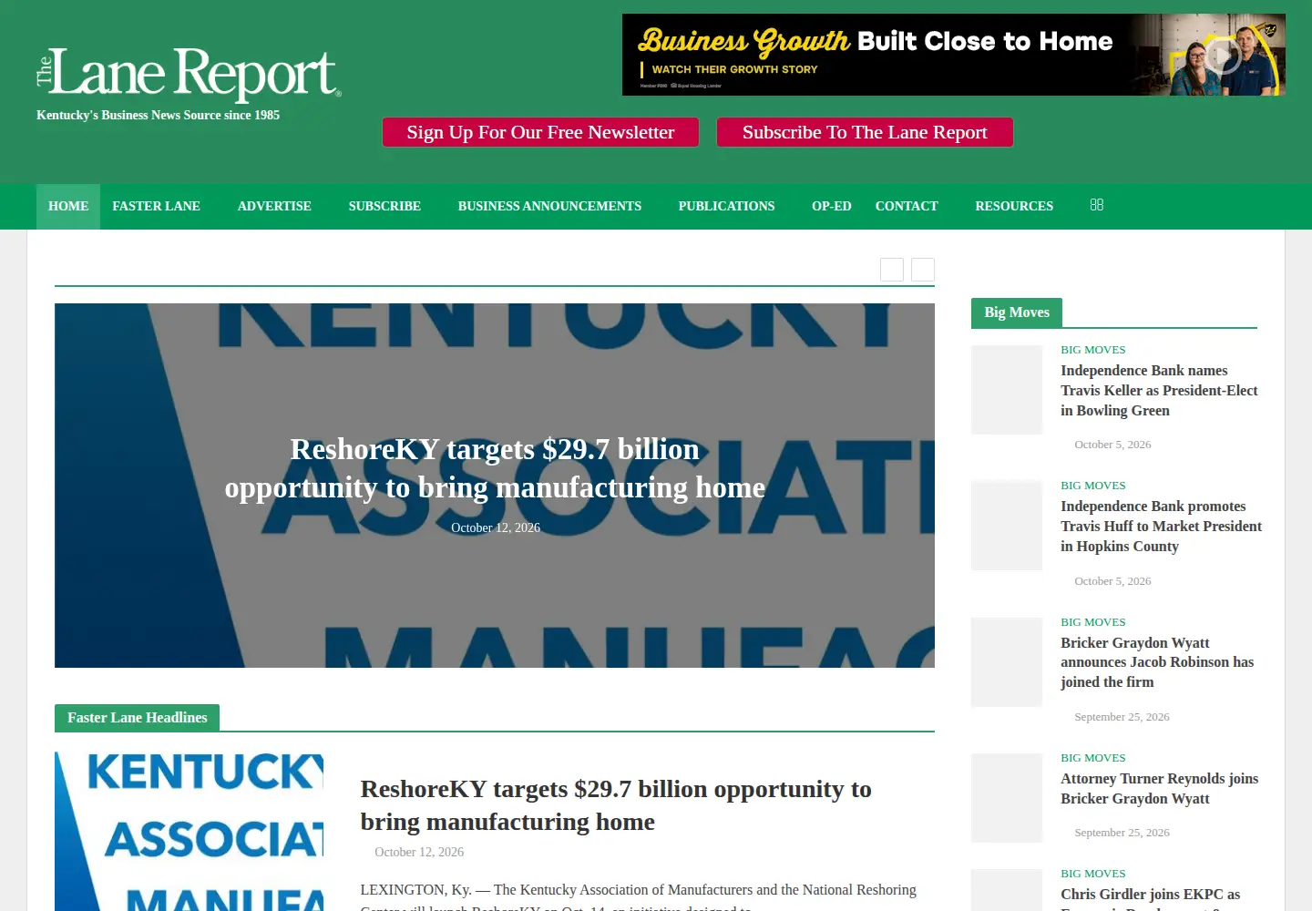 Screenshot of lanereport.com